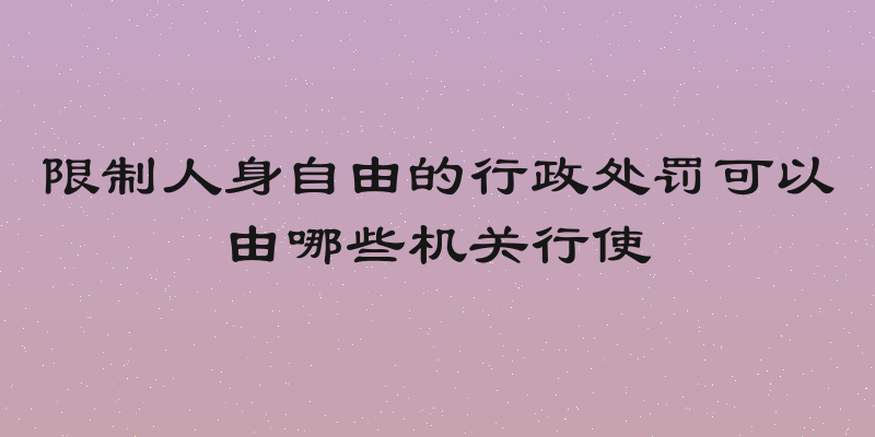限制人身自由的行政处罚可以由哪些机关行使