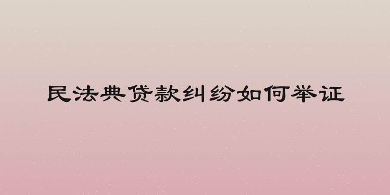 民法典贷款纠纷如何举证