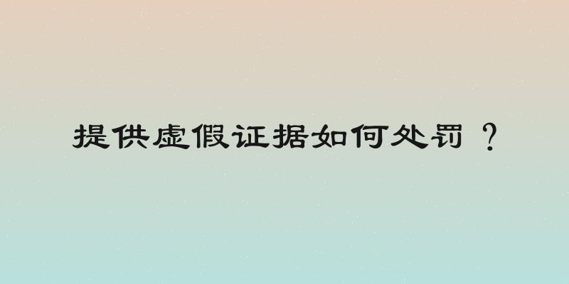 提供虚假证据如何处罚？