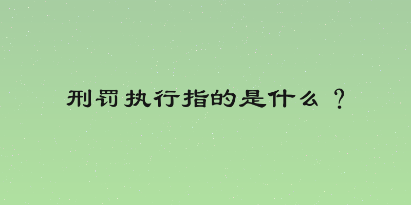 刑罚执行指的是什么？