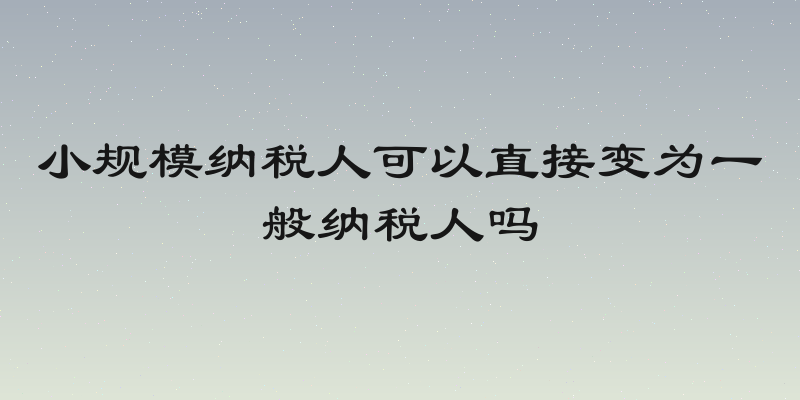 小规模纳税人可以直接变为一般纳税人吗