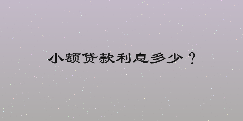 小额贷款利息多少？