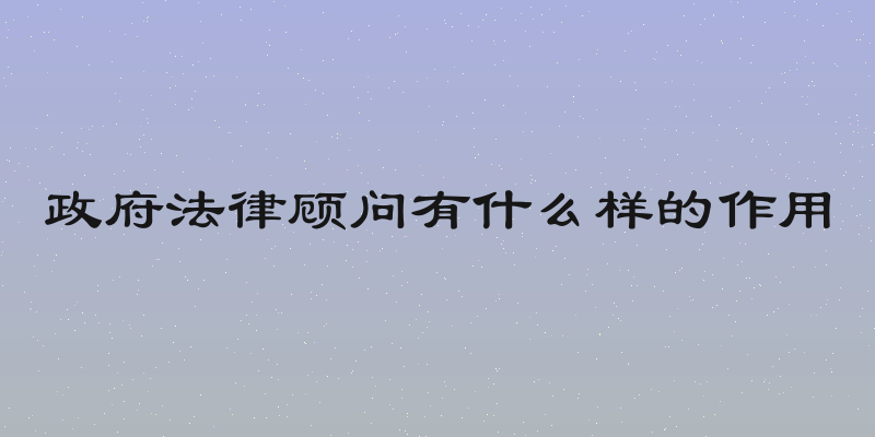 政府法律顾问有什么样的作用