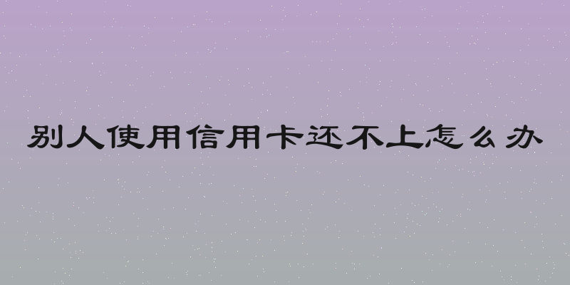 别人使用信用卡还不上怎么办