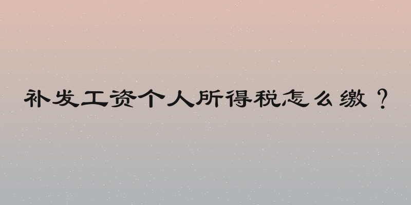 补发工资个人所得税怎么缴？