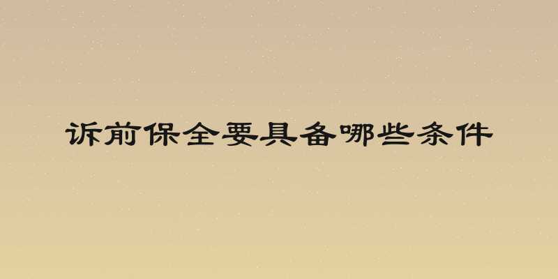 诉前保全要具备哪些条件