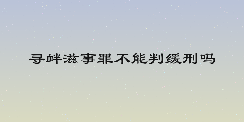 寻衅滋事罪不能判缓刑吗