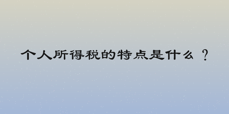 个人所得税的特点是什么？