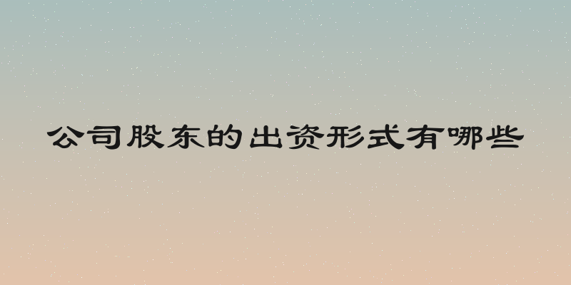 公司股东的出资形式有哪些
