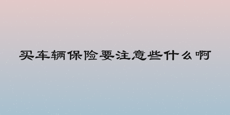 买车辆保险要注意些什么啊