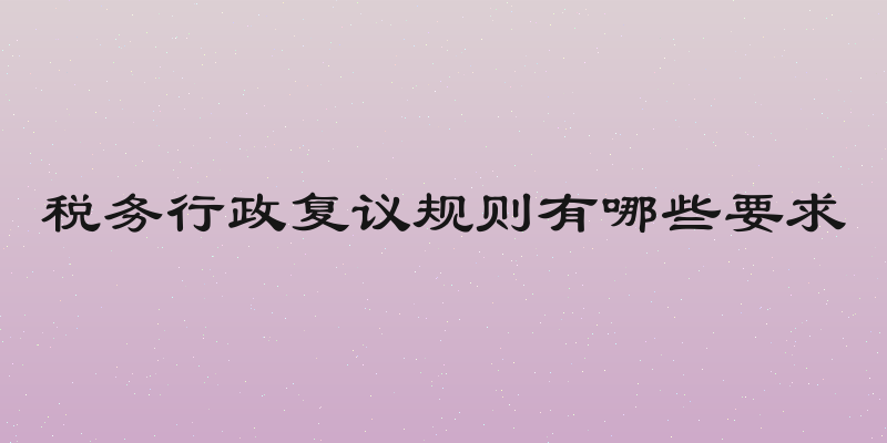 税务行政复议规则有哪些要求