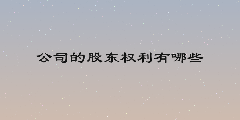 公司的股东权利有哪些