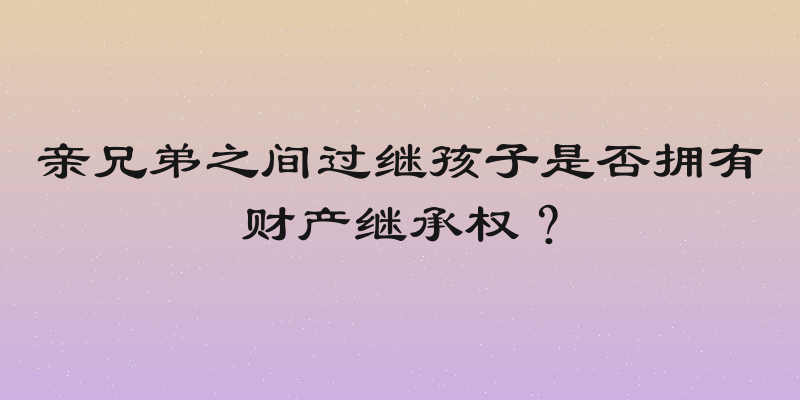亲兄弟之间过继孩子是否拥有财产继承权？