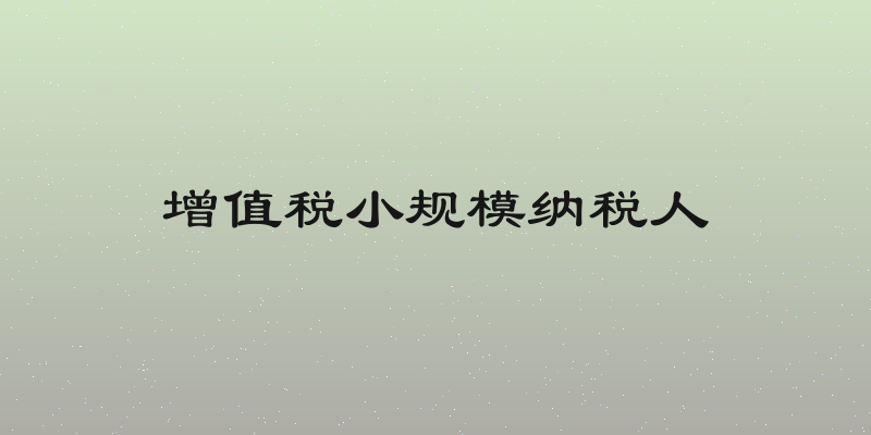 增值税小规模纳税人