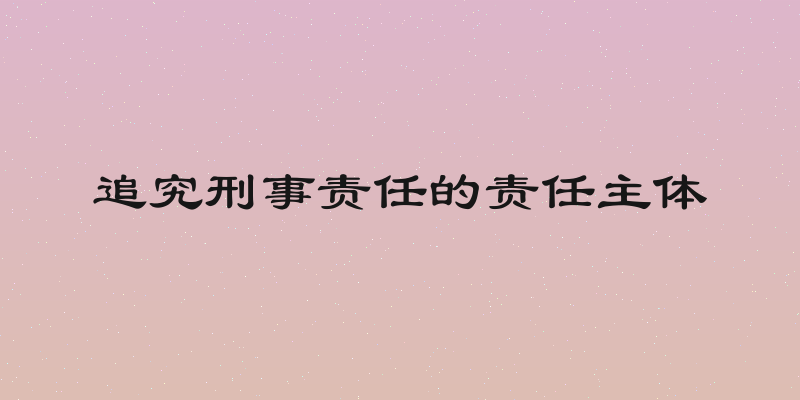 追究刑事责任的责任主体