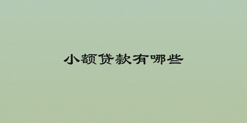 小额贷款有哪些