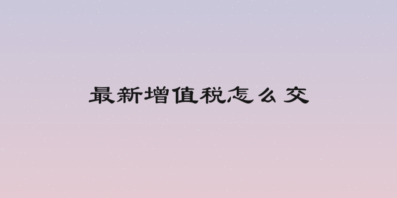 最新增值税怎么交