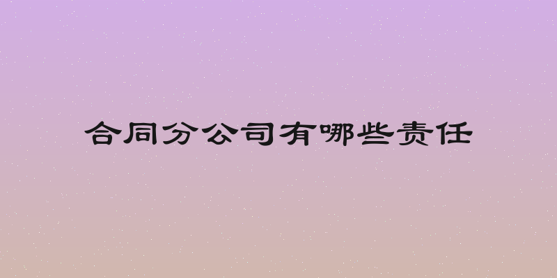 合同分公司有哪些责任