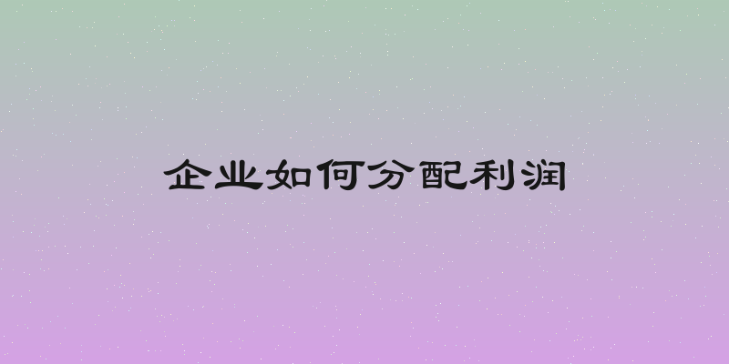 企业如何分配利润