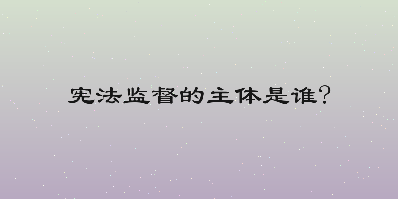 宪法监督的主体是谁?