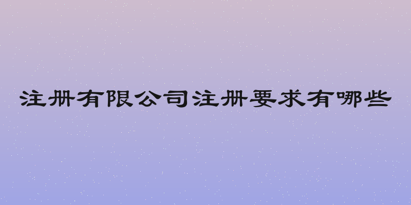 注册有限公司注册要求有哪些
