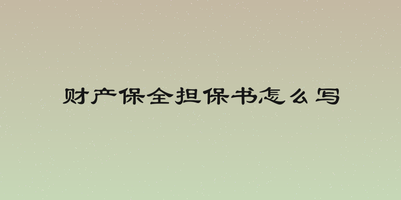 财产保全担保书怎么写