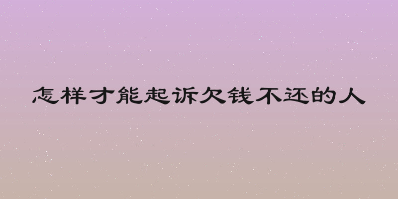 怎样才能起诉欠钱不还的人