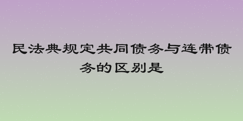民法典规定共同债务与连带债务的区别是