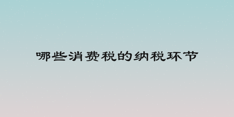 哪些消费税的纳税环节