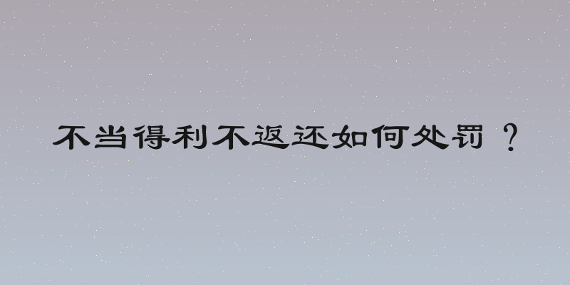 不当得利不返还如何处罚？