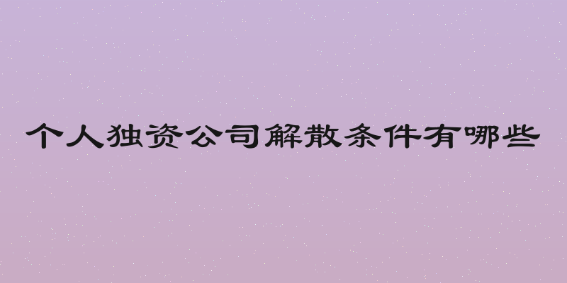 个人独资公司解散条件有哪些