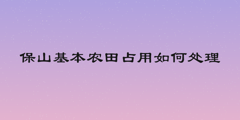 保山基本农田占用如何处理