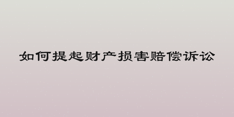 如何提起财产损害赔偿诉讼