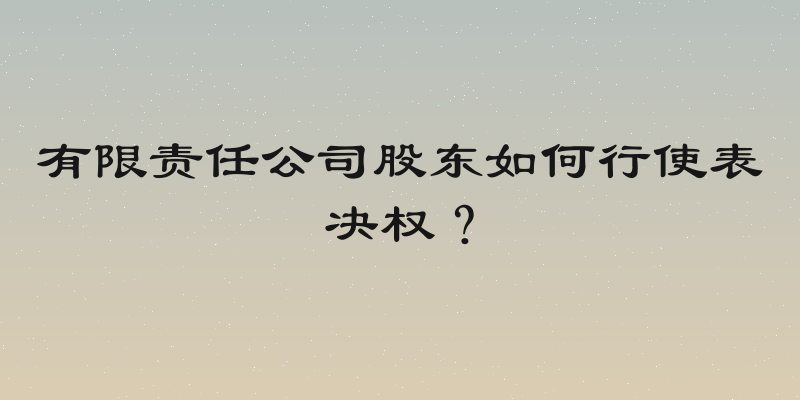 有限责任公司股东如何行使表决权？