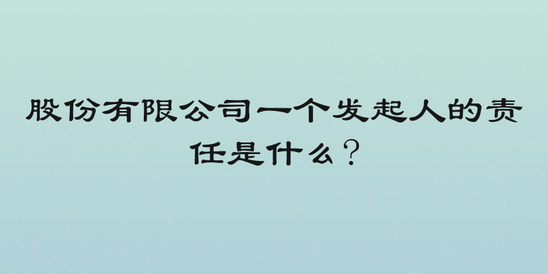 股份有限公司一个发起人的责任是什么?