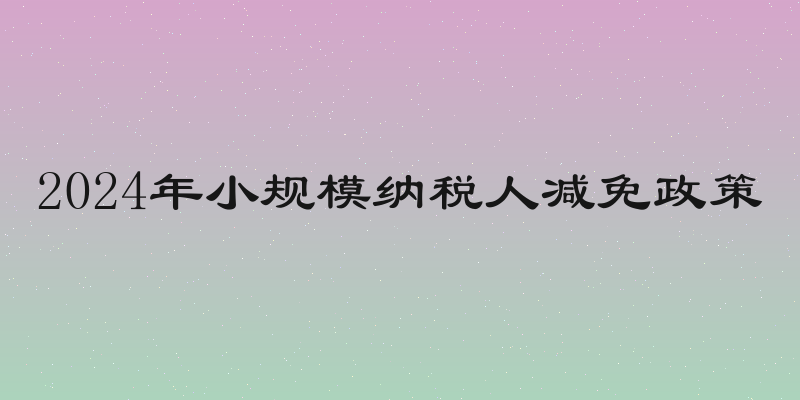 2024年小规模纳税人减免政策