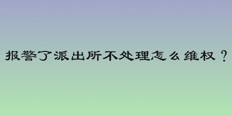 报警了派出所不处理怎么维权？