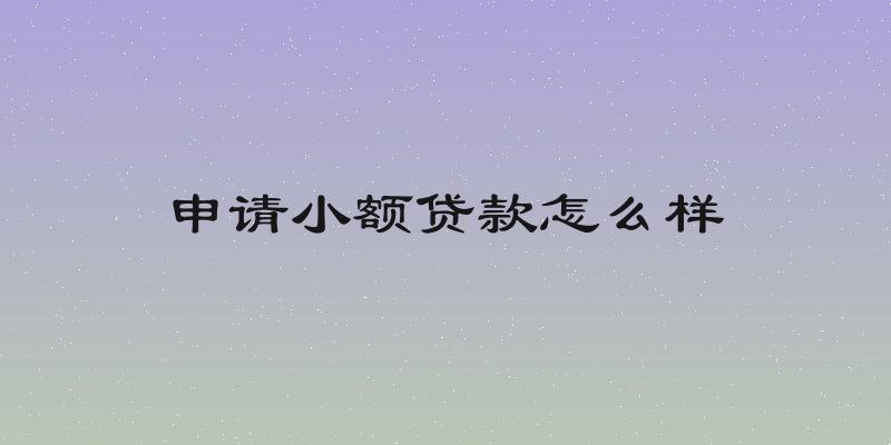 申请小额贷款怎么样