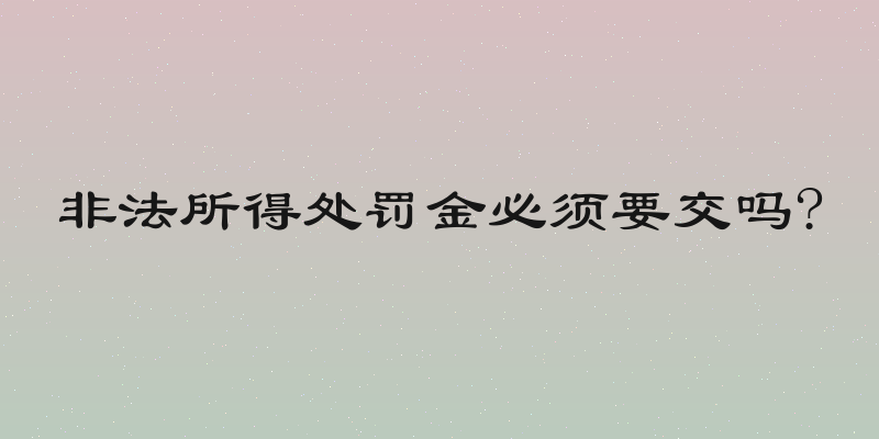 非法所得处罚金必须要交吗?