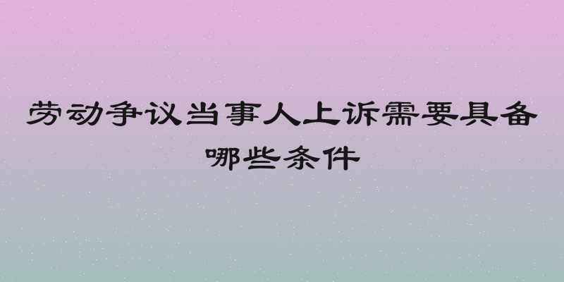 劳动争议当事人上诉需要具备哪些条件