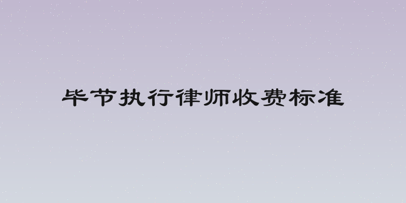 毕节执行律师收费标准