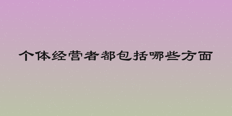 个体经营者都包括哪些方面