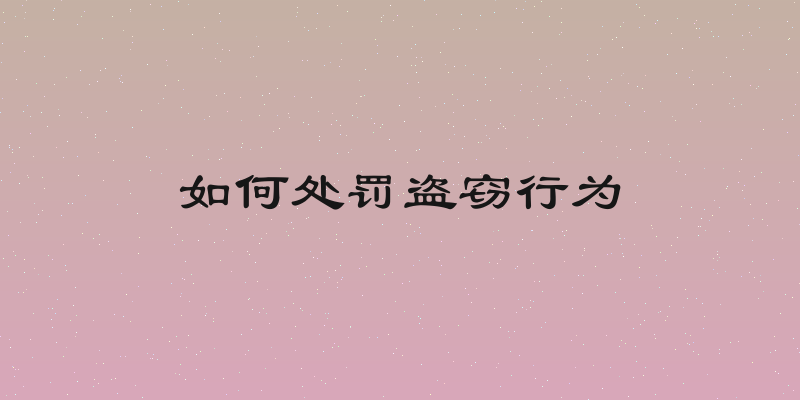 如何处罚盗窃行为