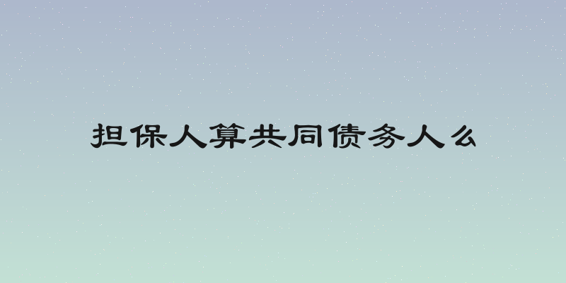 担保人算共同债务人么