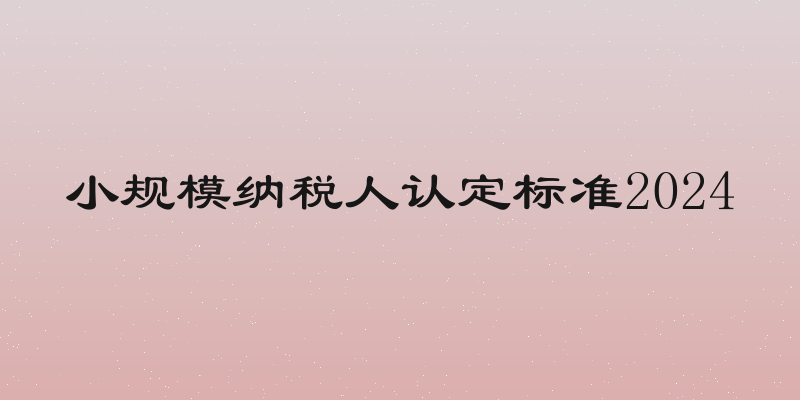 小规模纳税人认定标准2024
