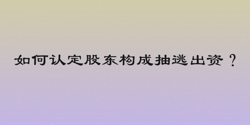 如何认定股东构成抽逃出资？