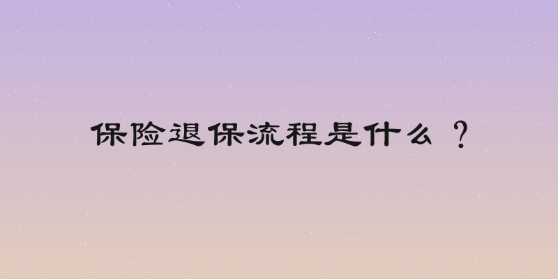 保险退保流程是什么？