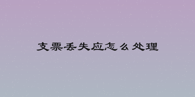 支票丢失应怎么处理