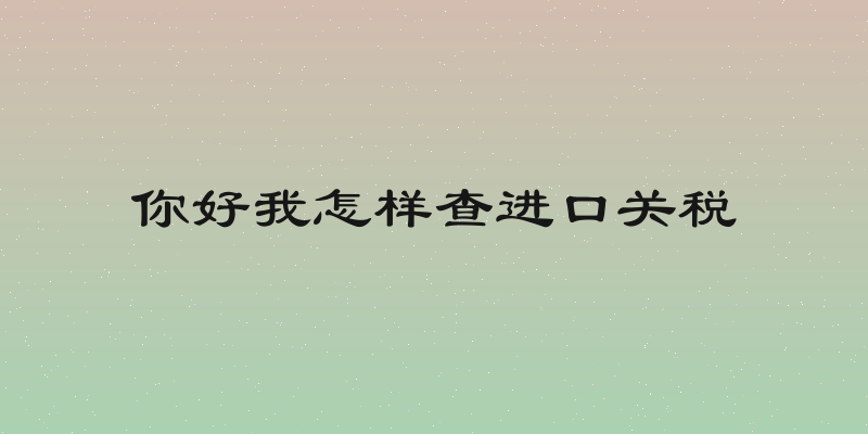 你好我怎样查进口关税