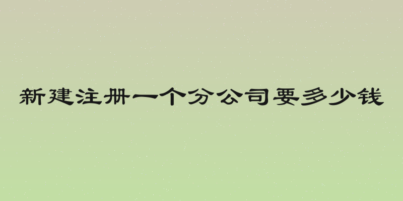 新建注册一个分公司要多少钱